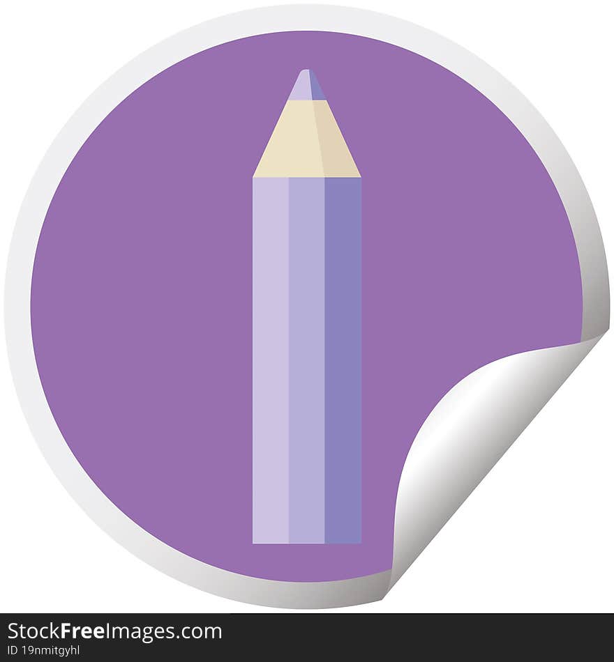 purple coloring pencil graphic vector illustration circular sticker. purple coloring pencil graphic vector illustration circular sticker