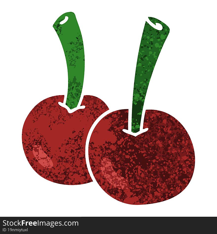 quirky retro illustration style cartoon cherries