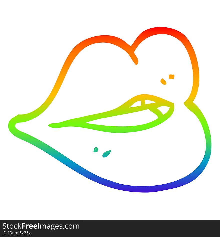 rainbow gradient line drawing cartoon red lips