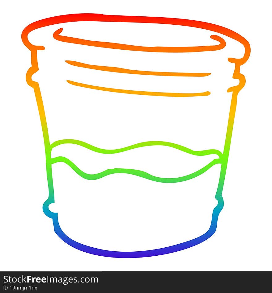 rainbow gradient line drawing cartoon glass of drink