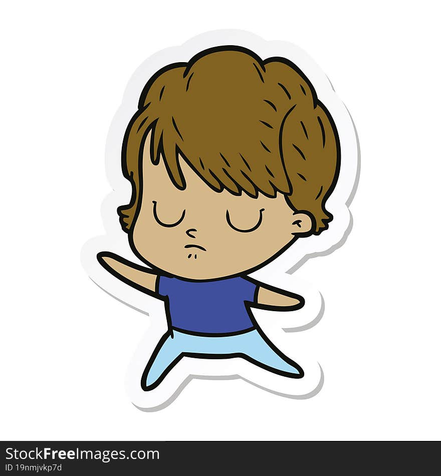 sticker of a cartoon woman