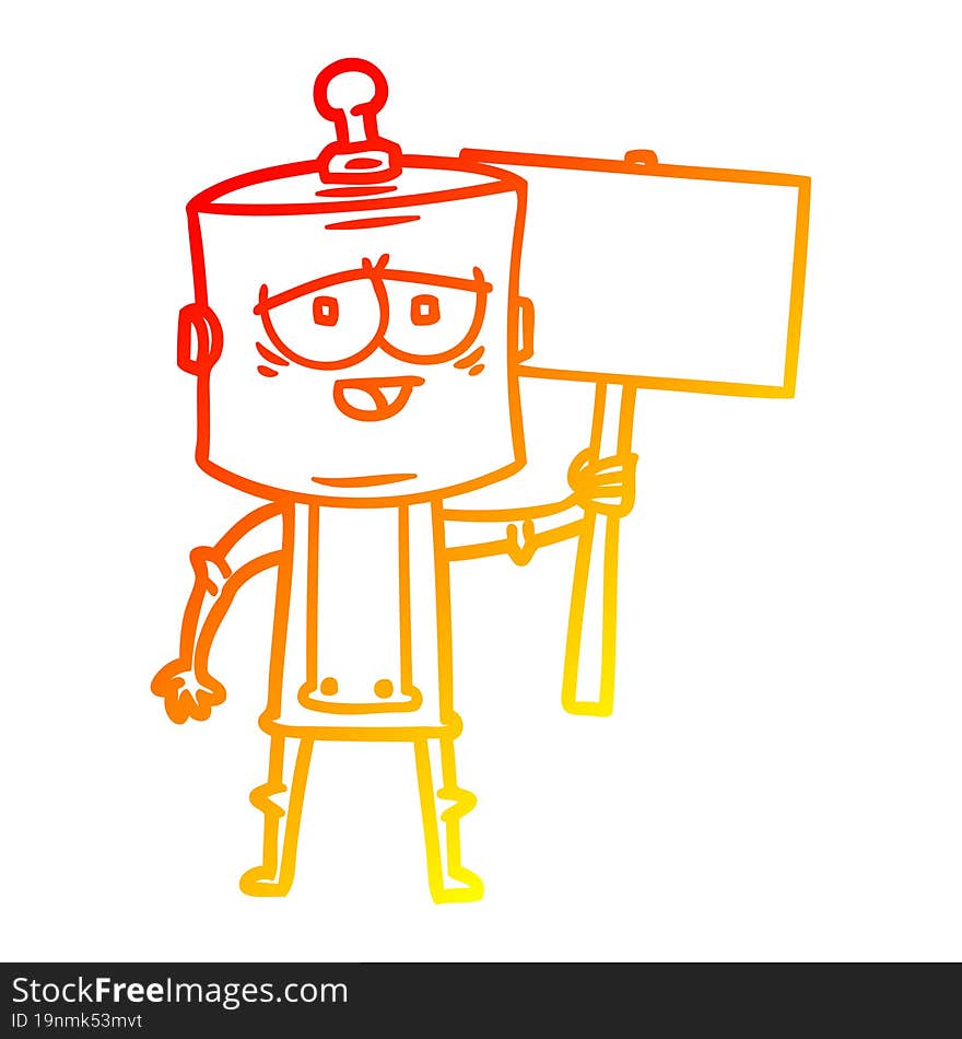 Warm Gradient Line Drawing Cartoon Robot