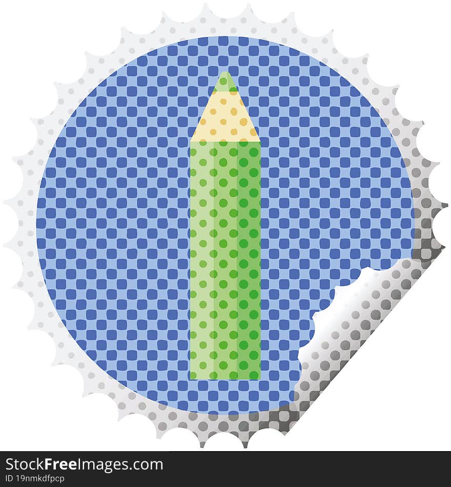 green coloring pencil round sticker stamp