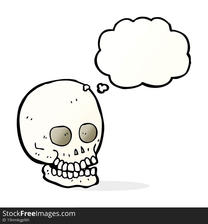 cartoon skull with thought bubble