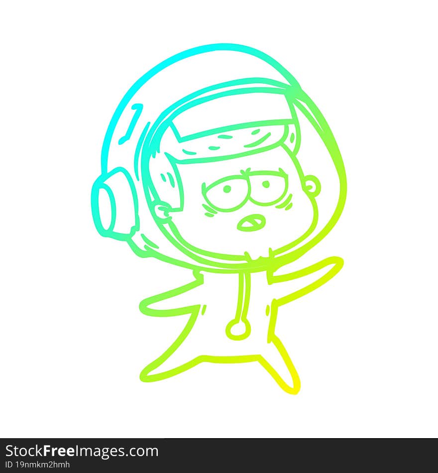 cold gradient line drawing cartoon tired astronaut