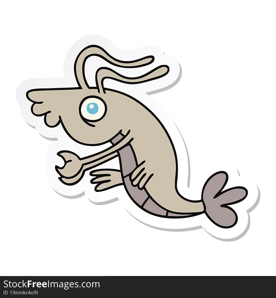 sticker of a quirky hand drawn cartoon crayfish