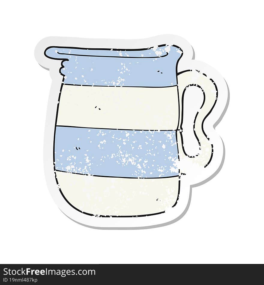 retro distressed sticker of a cartoon milk jug