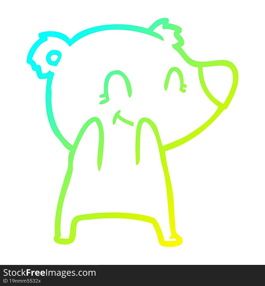 Cold Gradient Line Drawing Friendly Bear Cartoon