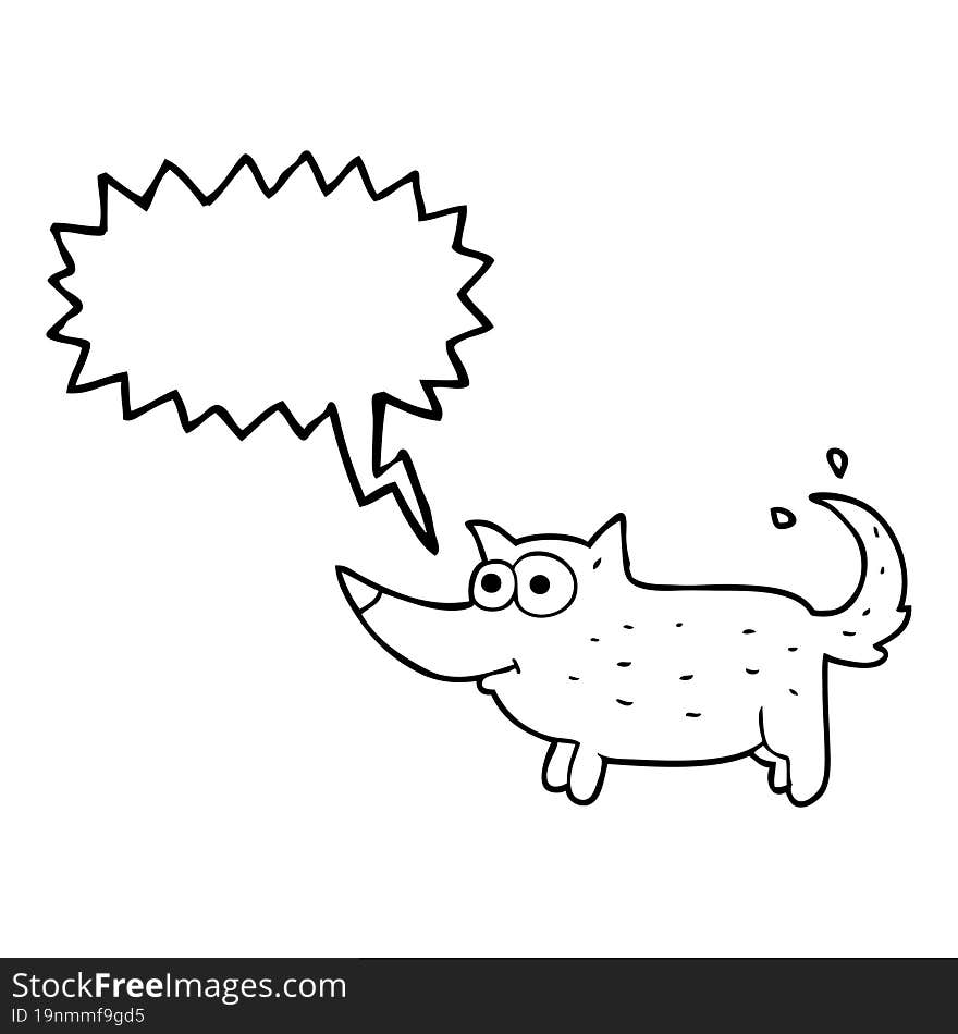 freehand drawn speech bubble cartoon dog wagging tail