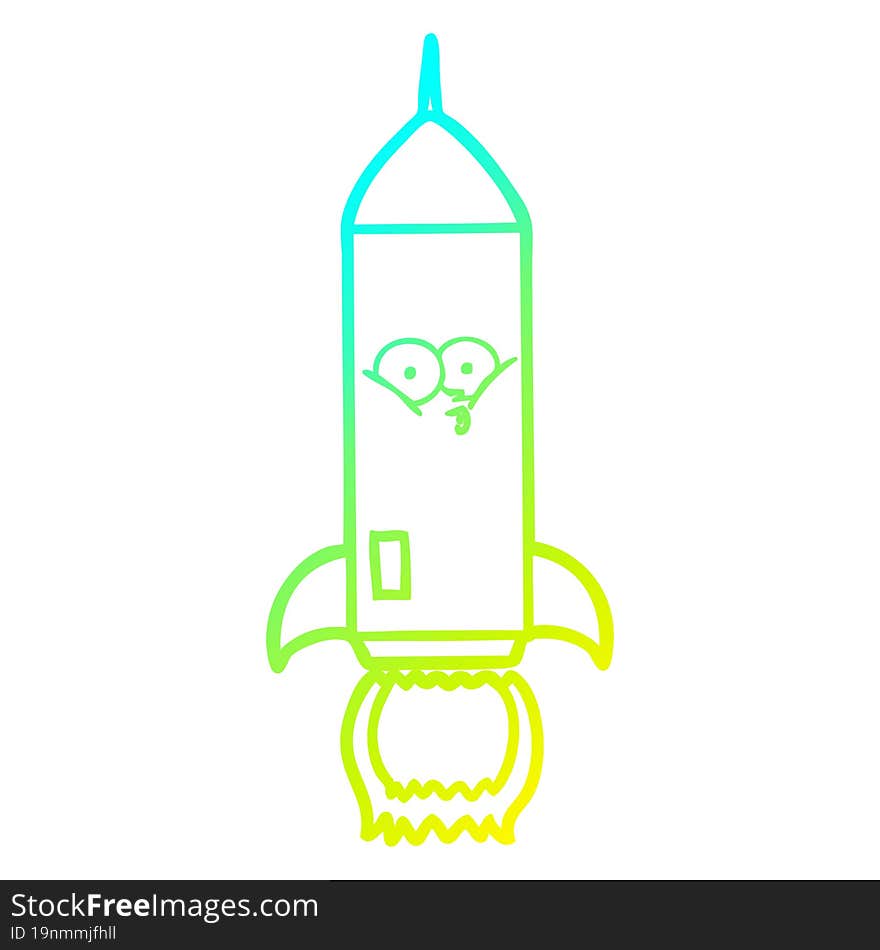 cold gradient line drawing cartoon rocket