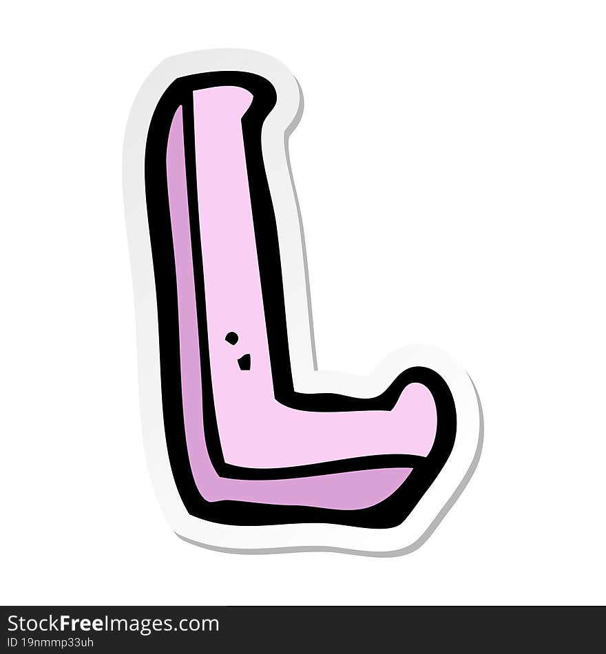 sticker of a cartoon letter L