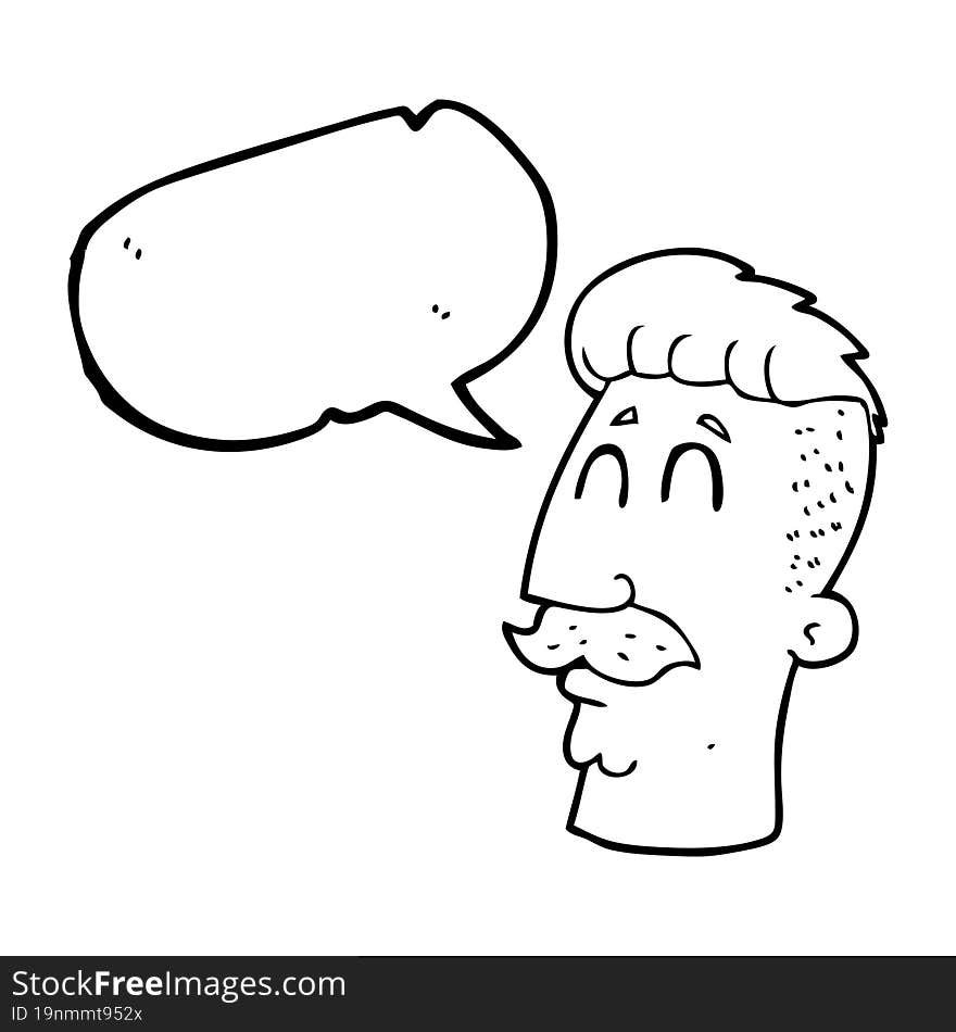 Speech Bubble Cartoon Man With Hipster Hair Cut