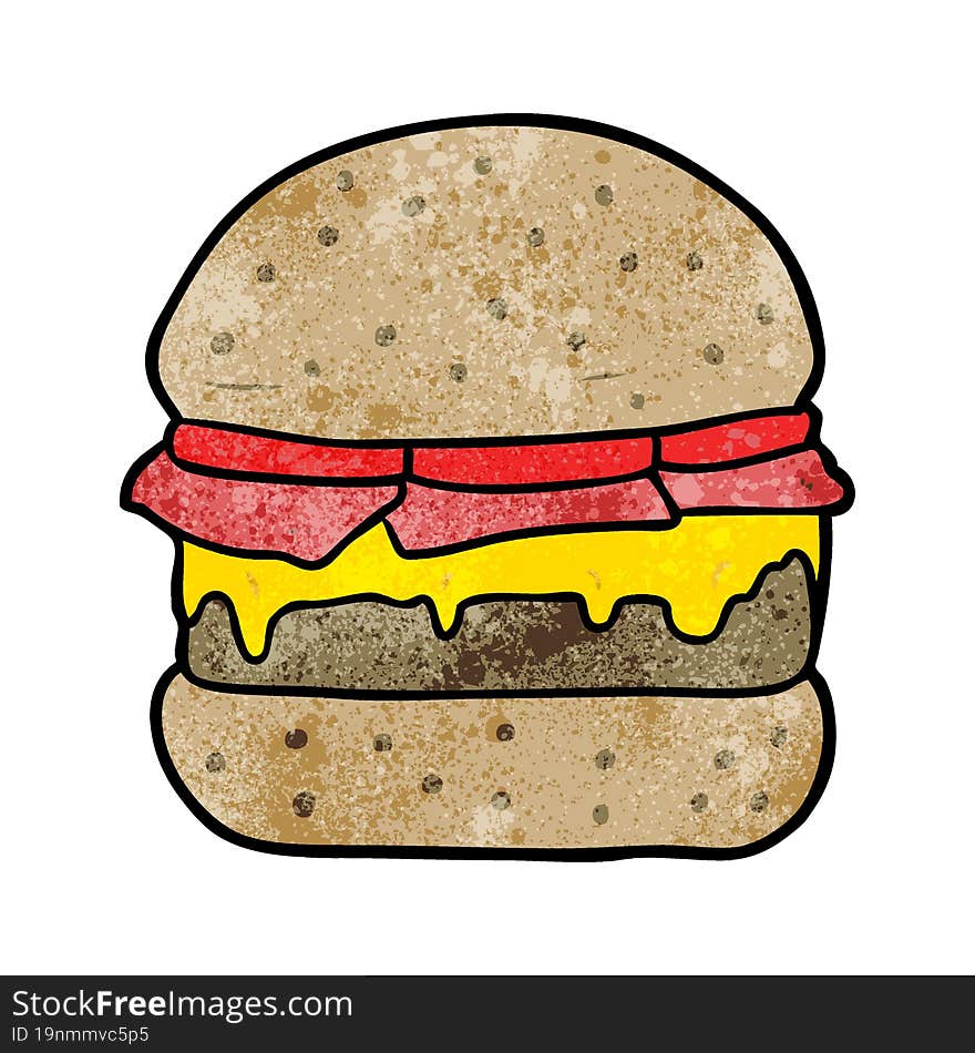 cartoon stacked burger. cartoon stacked burger