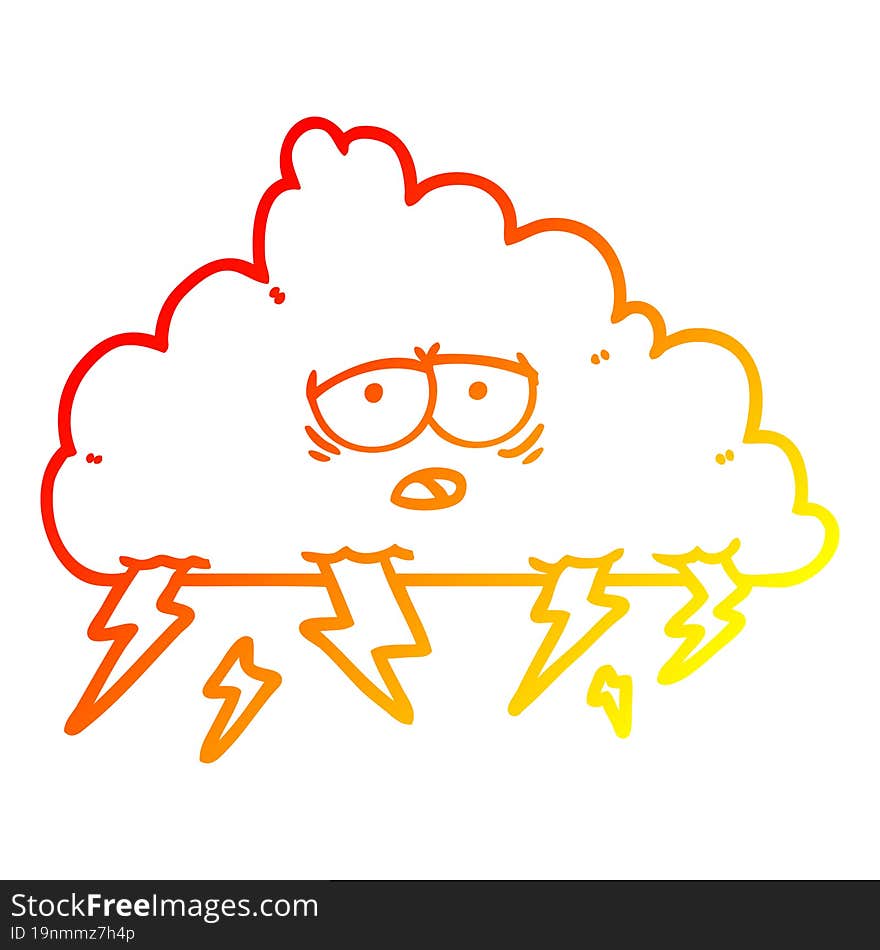 warm gradient line drawing cartoon storm cloud