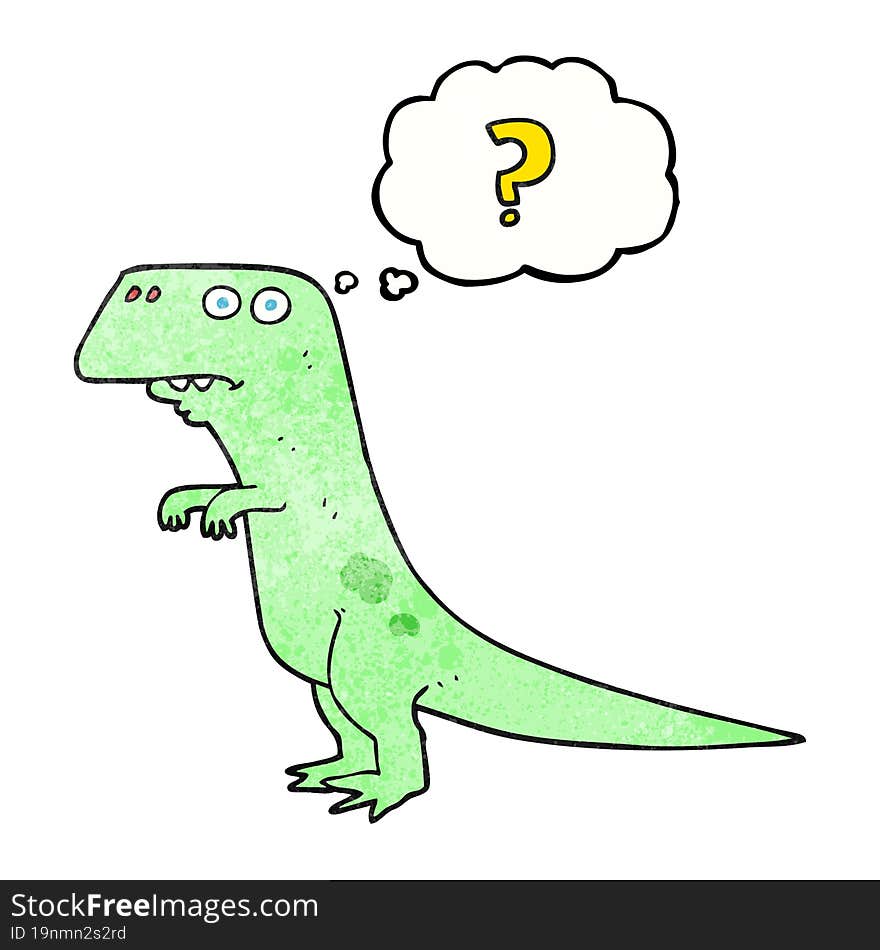 thought bubble textured cartoon confused dinosaur