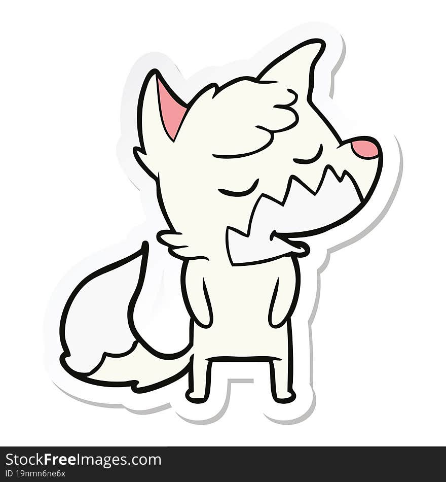 sticker of a friendly cartoon fox