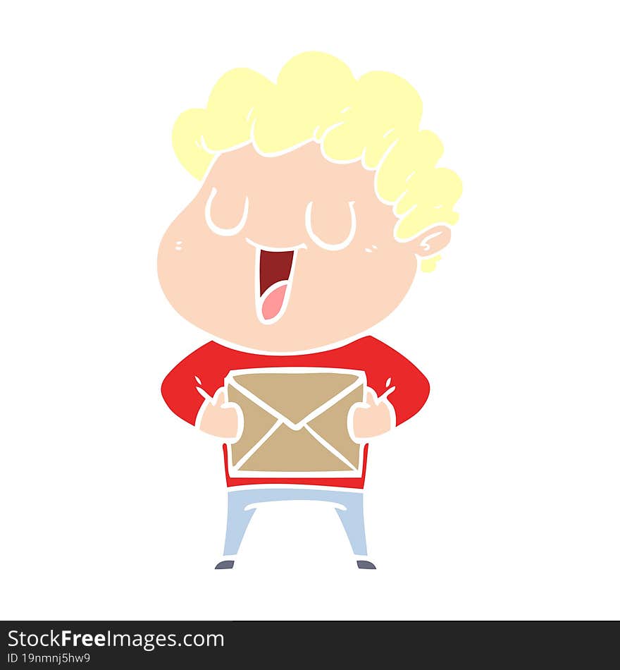 Laughing Flat Color Style Cartoon Man With Parcel