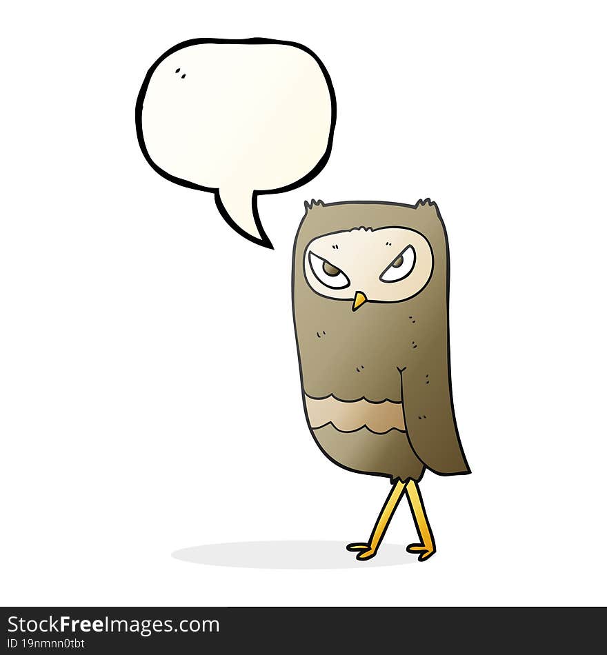 freehand drawn speech bubble cartoon owl