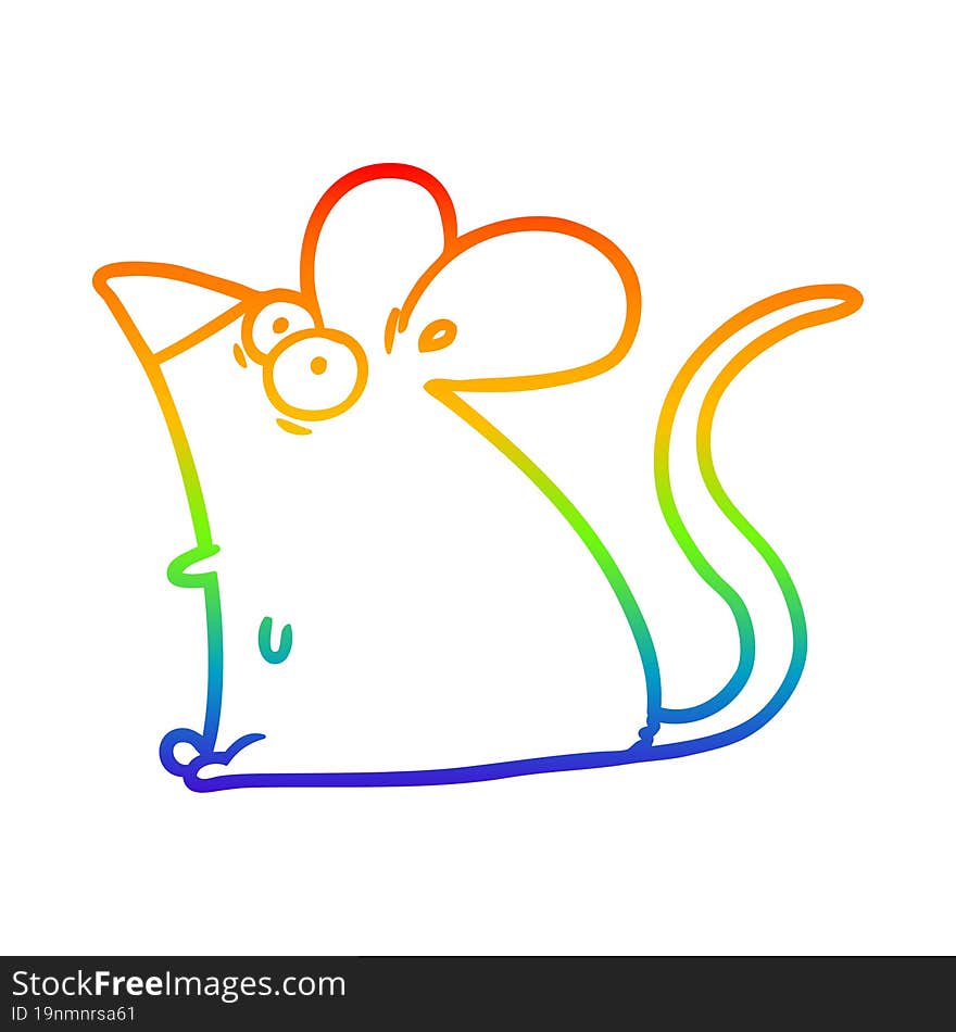 rainbow gradient line drawing cartoon frightened mouse