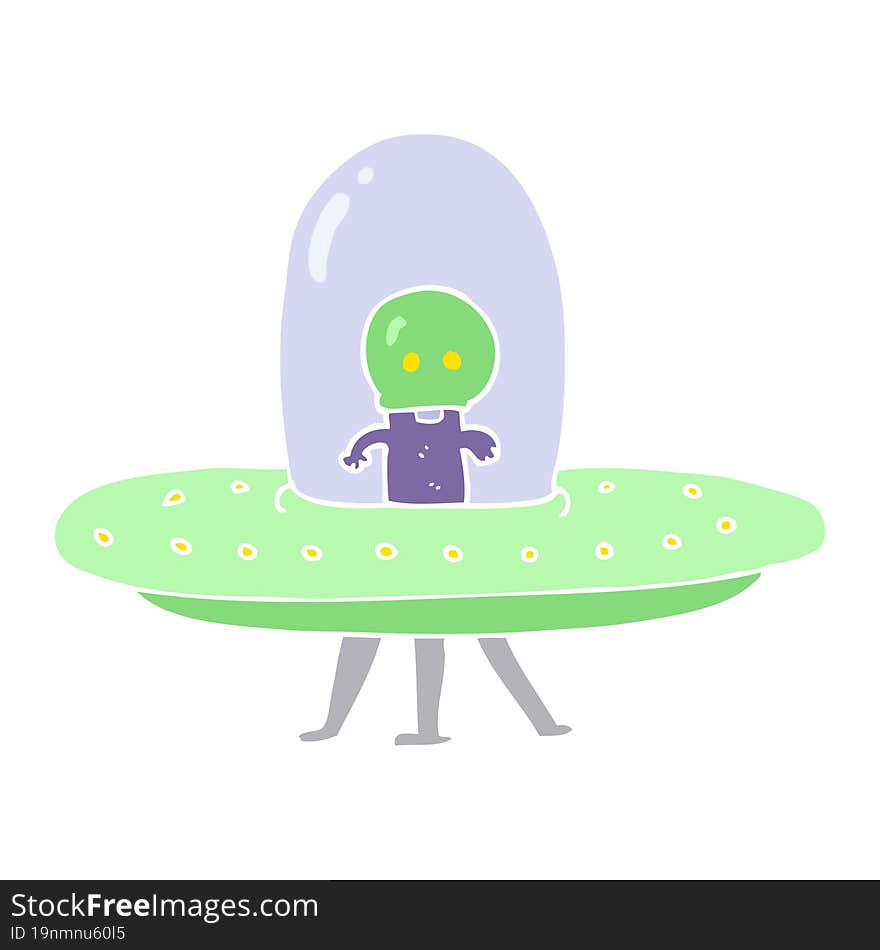 flat color illustration of a cartoon flying saucer