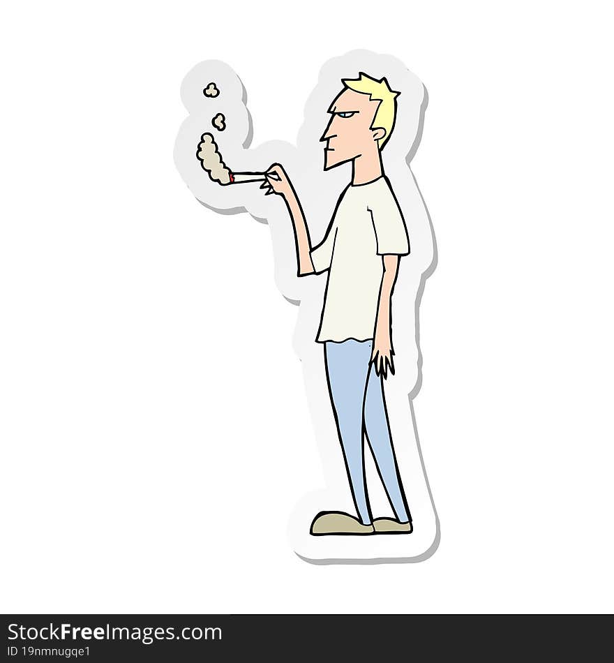 sticker of a cartoon annoyed smoker