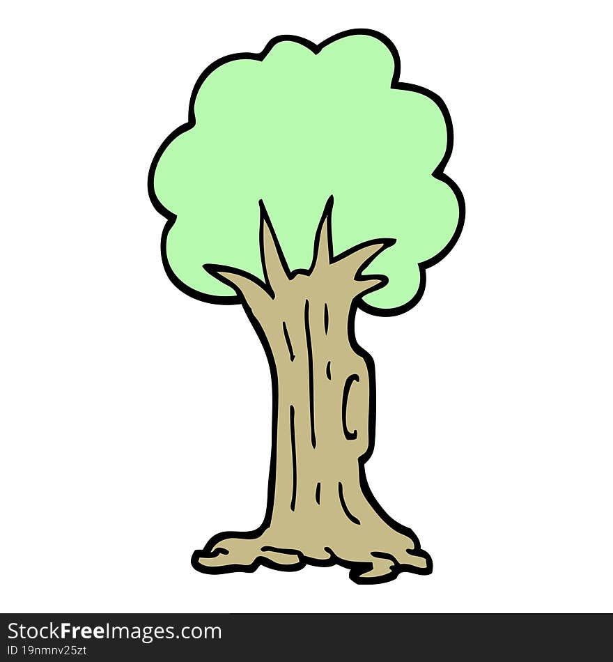 hand drawn doodle style cartoon tree