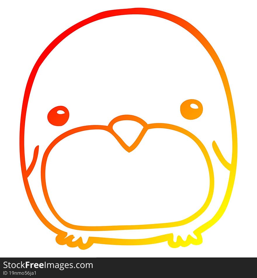 Warm Gradient Line Drawing Cute Cartoon Penguin