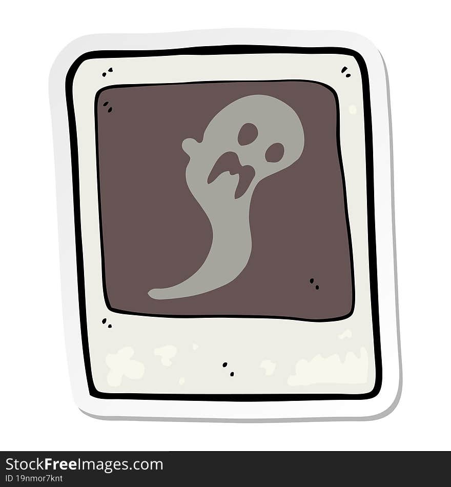 Sticker Of A Cartoon Ghost In The Photograph