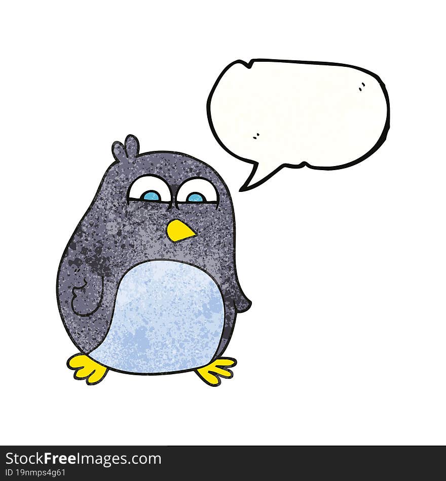 speech bubble textured cartoon penguin