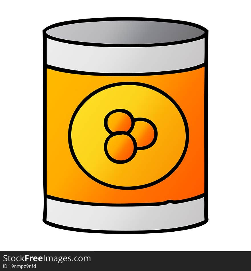 gradient cartoon doodle of a can of peaches