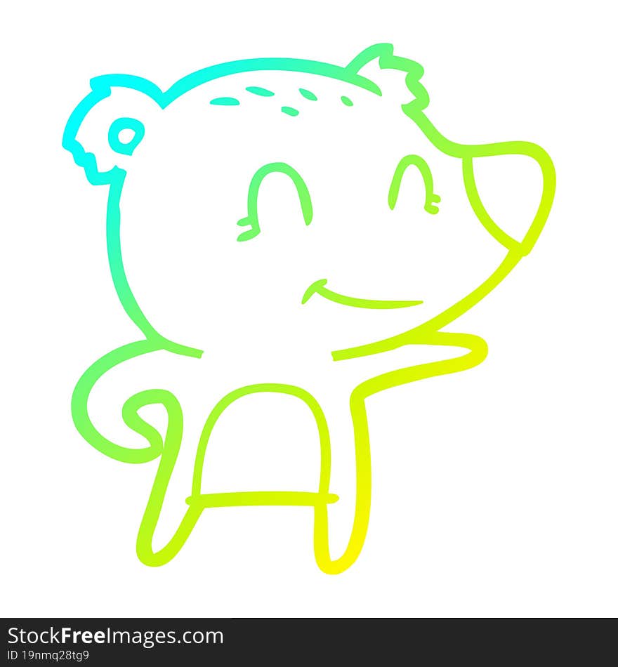 cold gradient line drawing friendly bear cartoon