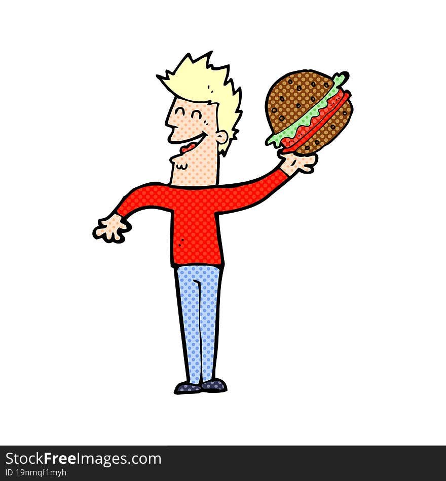 Cartoon Man With Burger