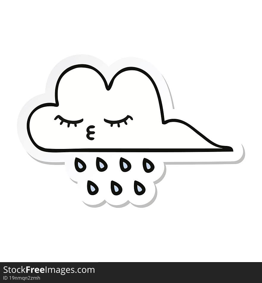 Sticker Of A Cute Cartoon Rain Cloud