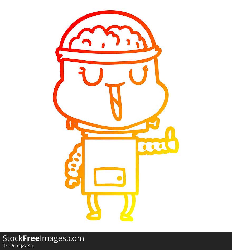 Warm Gradient Line Drawing Happy Cartoon Robot