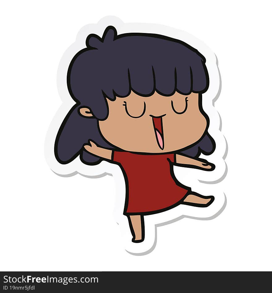 sticker of a cartoon woman laughing