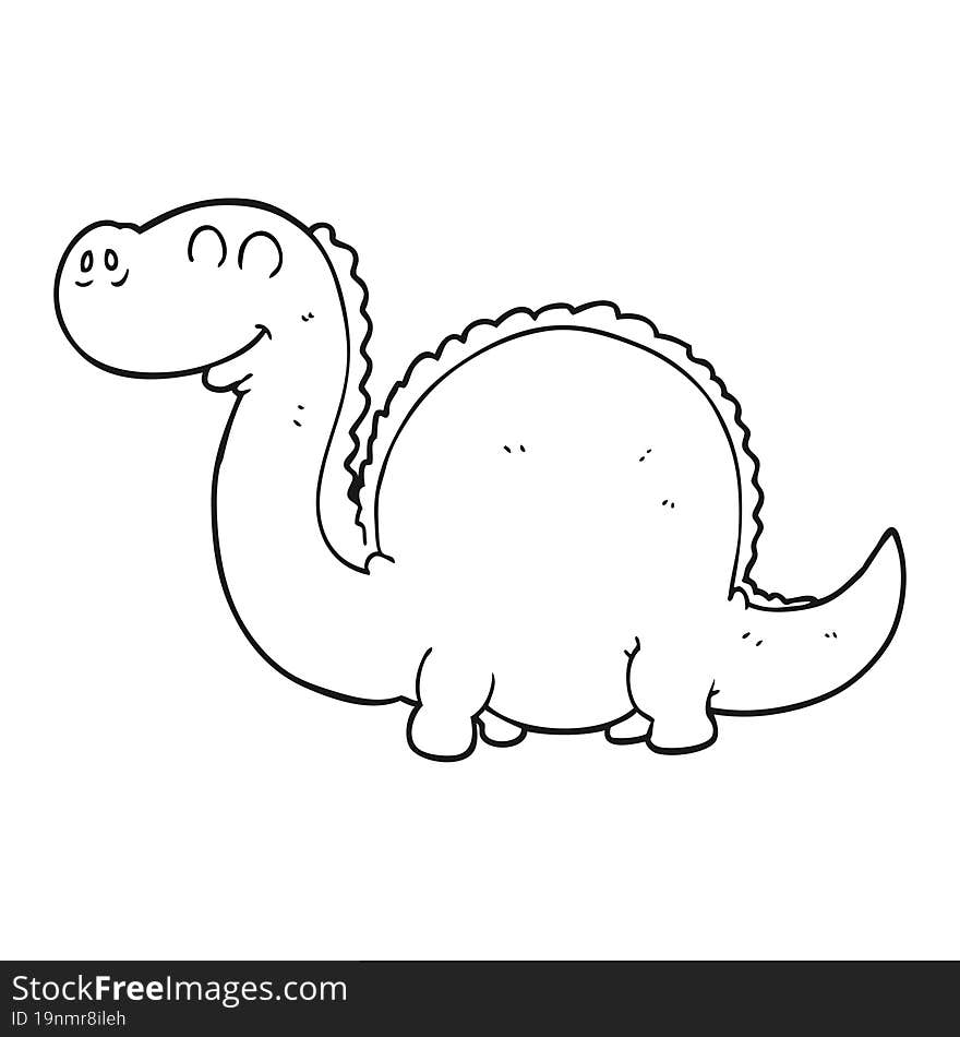 black and white cartoon dinosaur