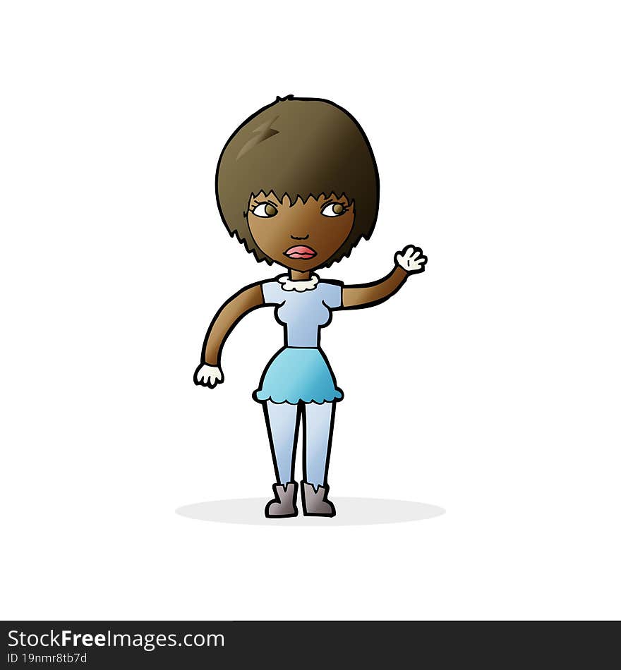 cartoon waving woman