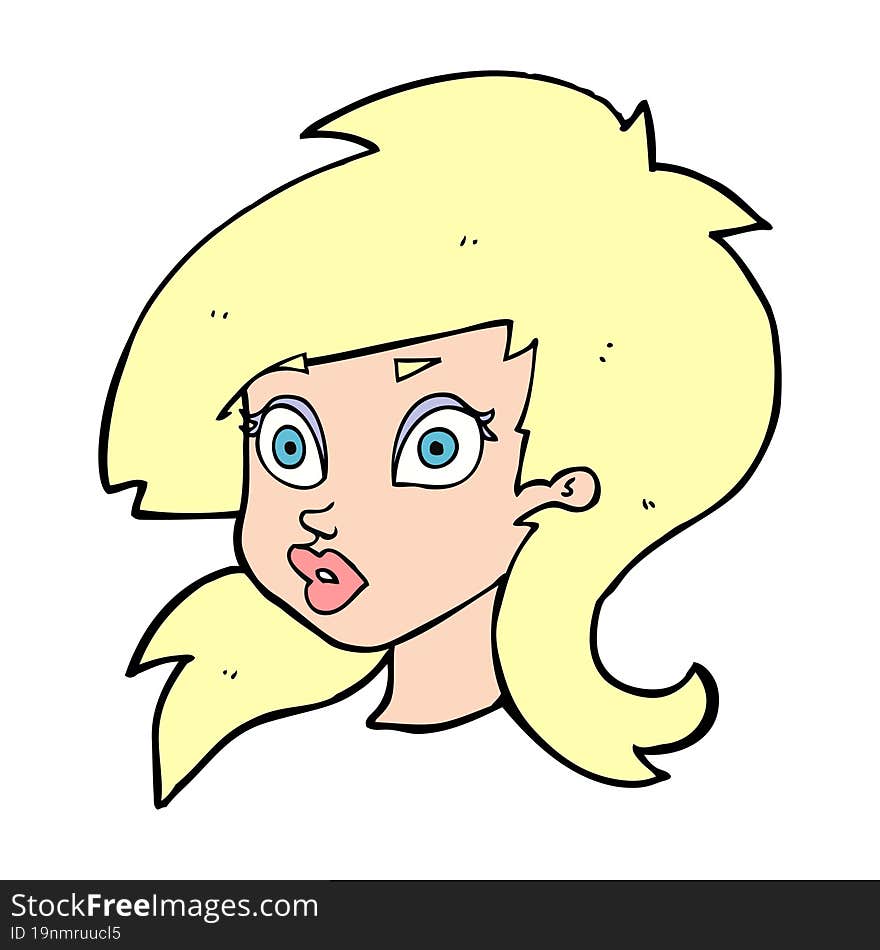 Cartoon Pretty Surprised Woman