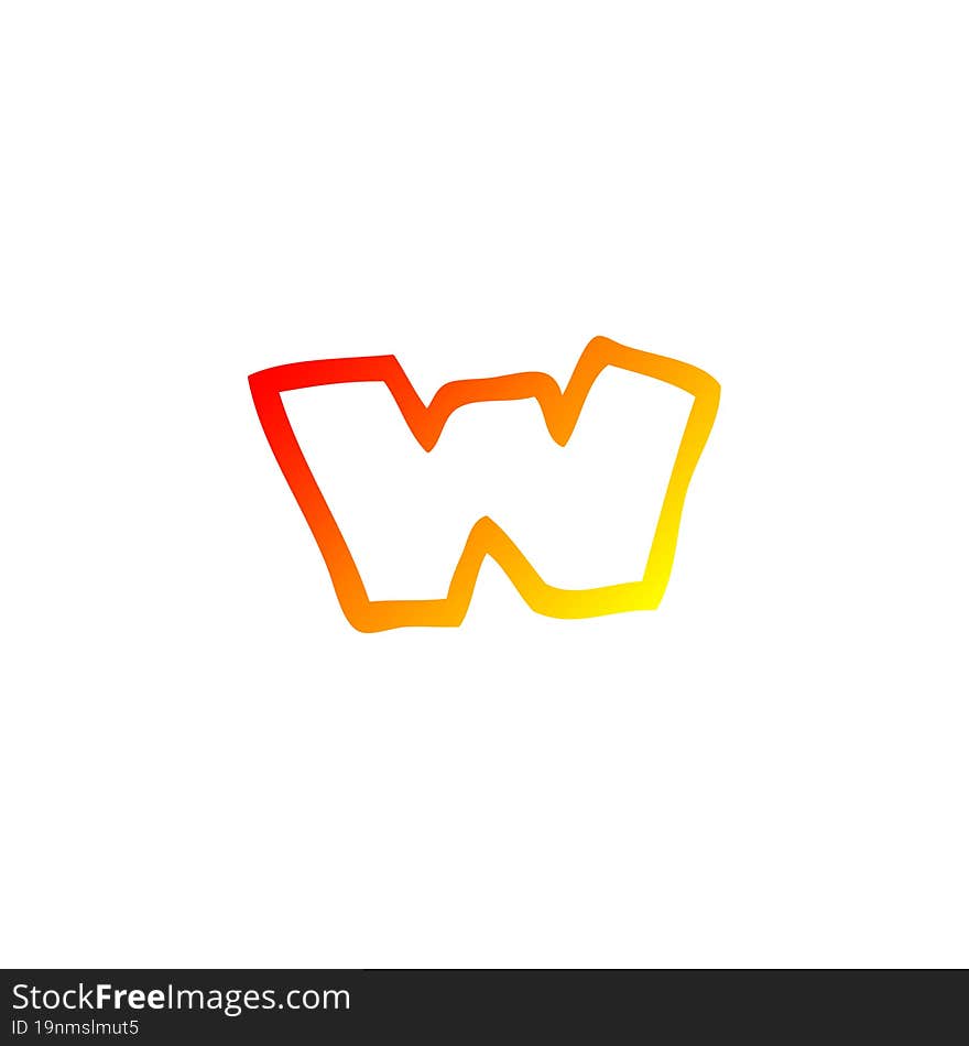 warm gradient line drawing of a cartoon letter w