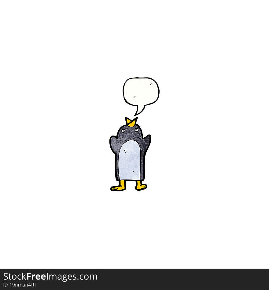 cartoon penguin with speech bubble