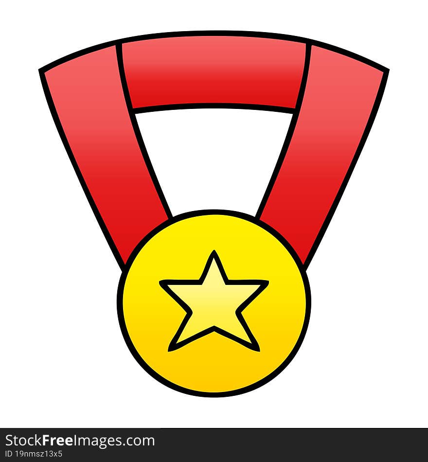 gradient shaded cartoon gold medal