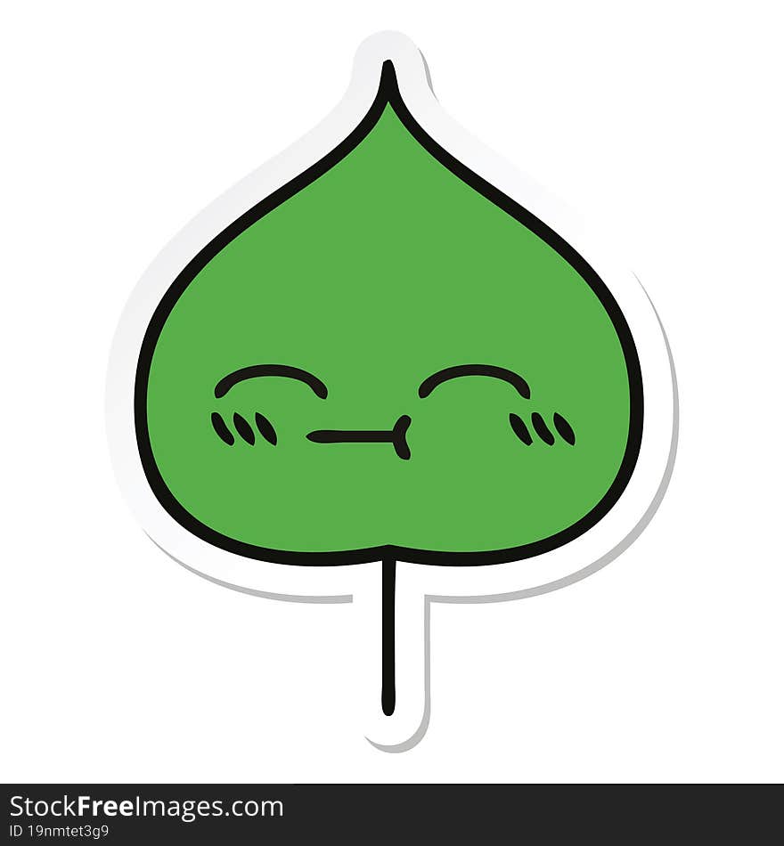 sticker of a cute cartoon expressional leaf