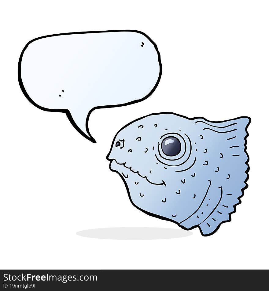 cartoon fish head with speech bubble