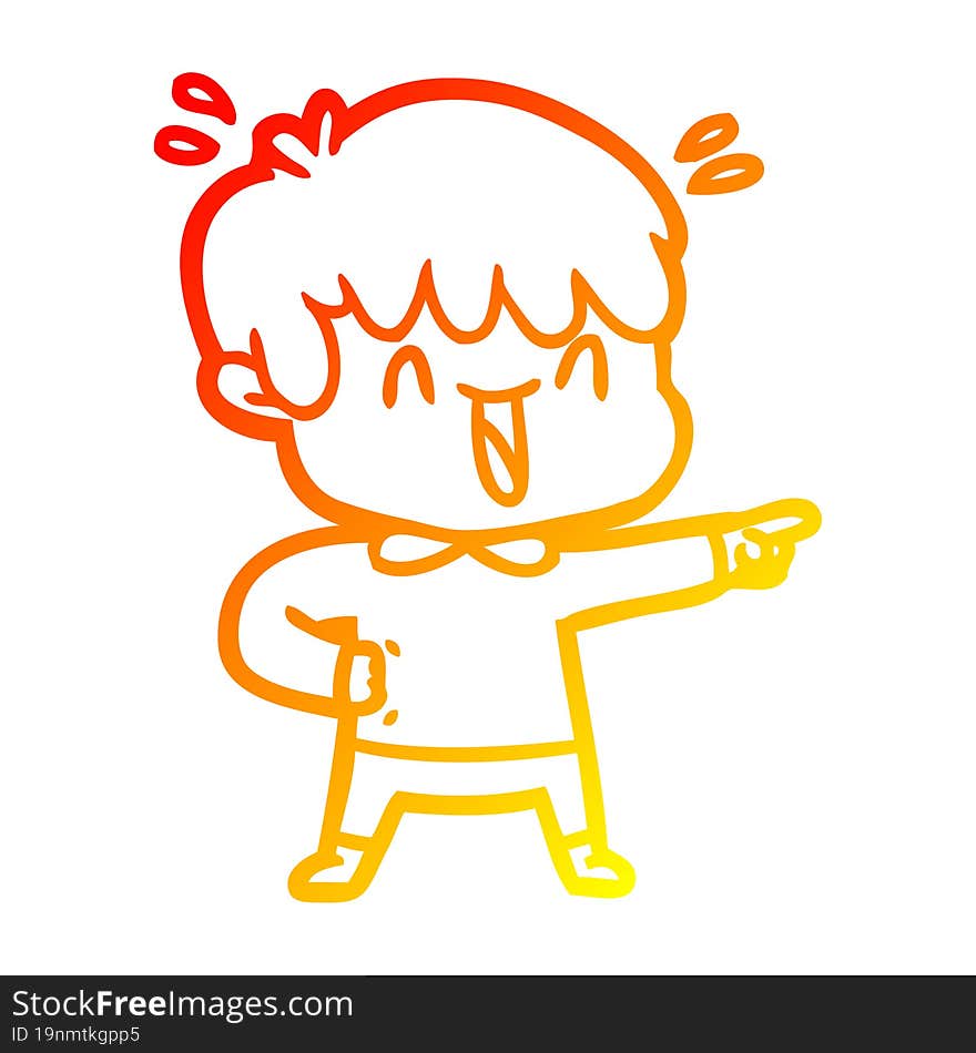 Warm Gradient Line Drawing Cartoon Laughing Boy