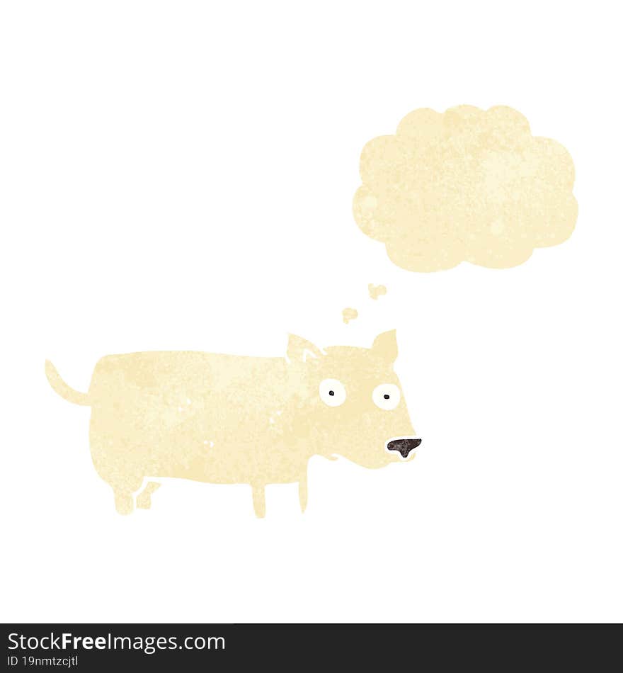 cartoon little dog with thought bubble