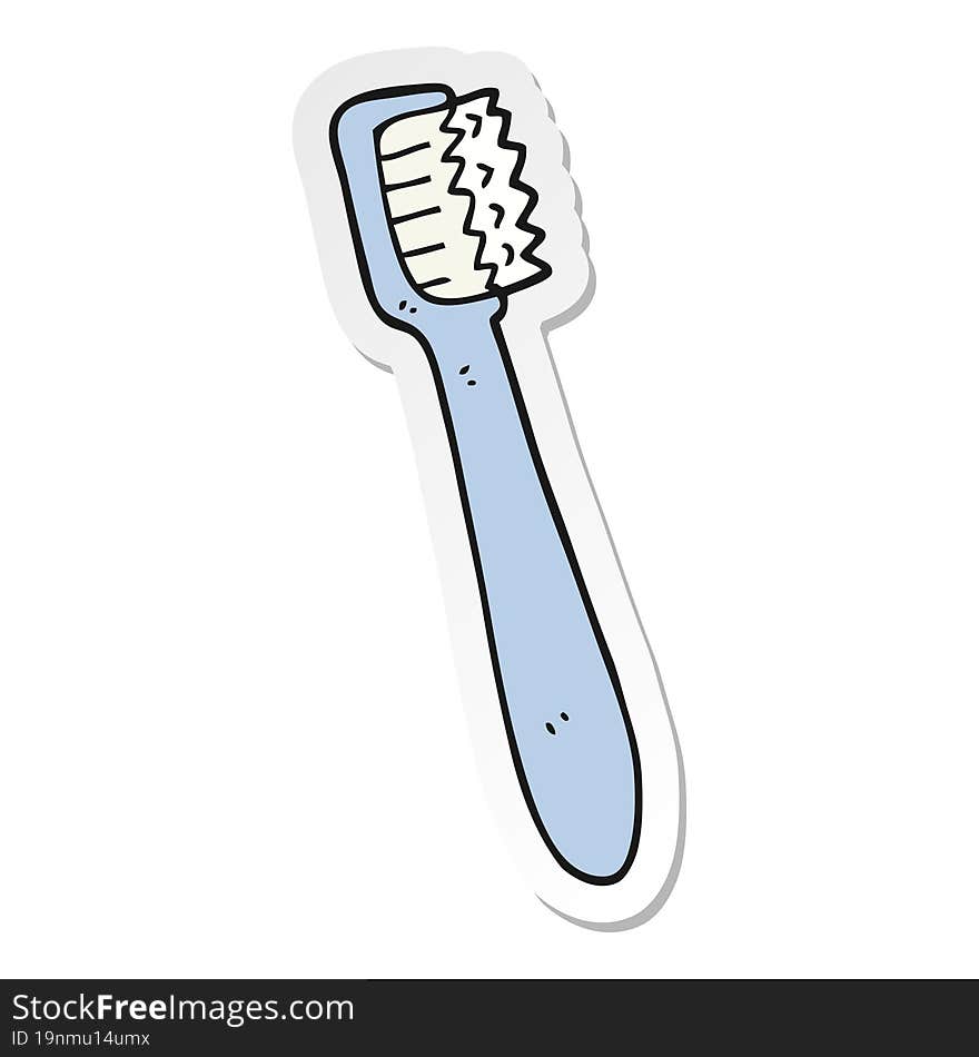 Sticker Of A Cartoon Toothbrush