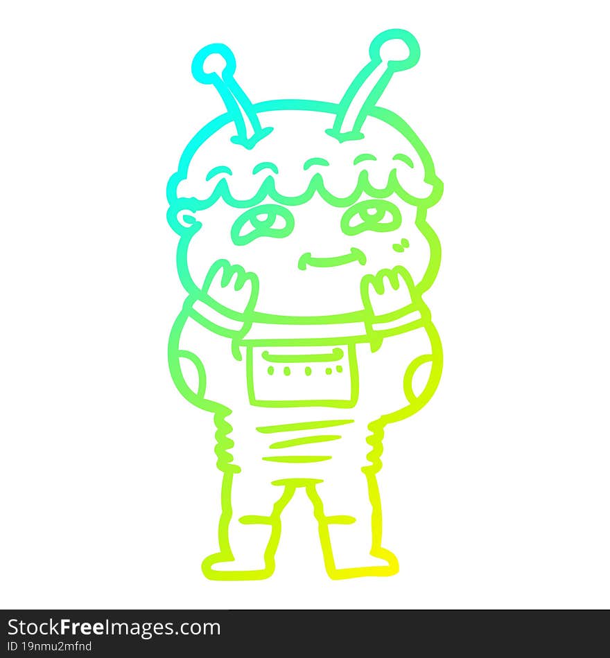 cold gradient line drawing surprised cartoon spaceman