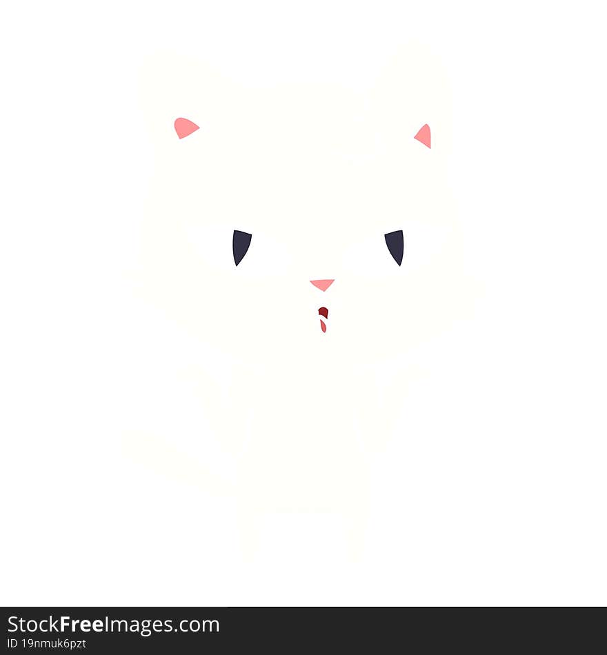 Flat Color Style Cartoon Cat