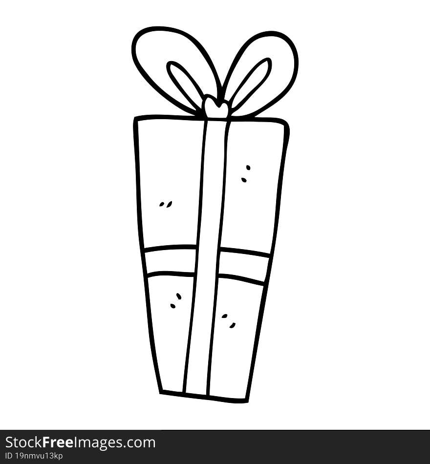 Line Drawing Cartoon Wrapped Gift