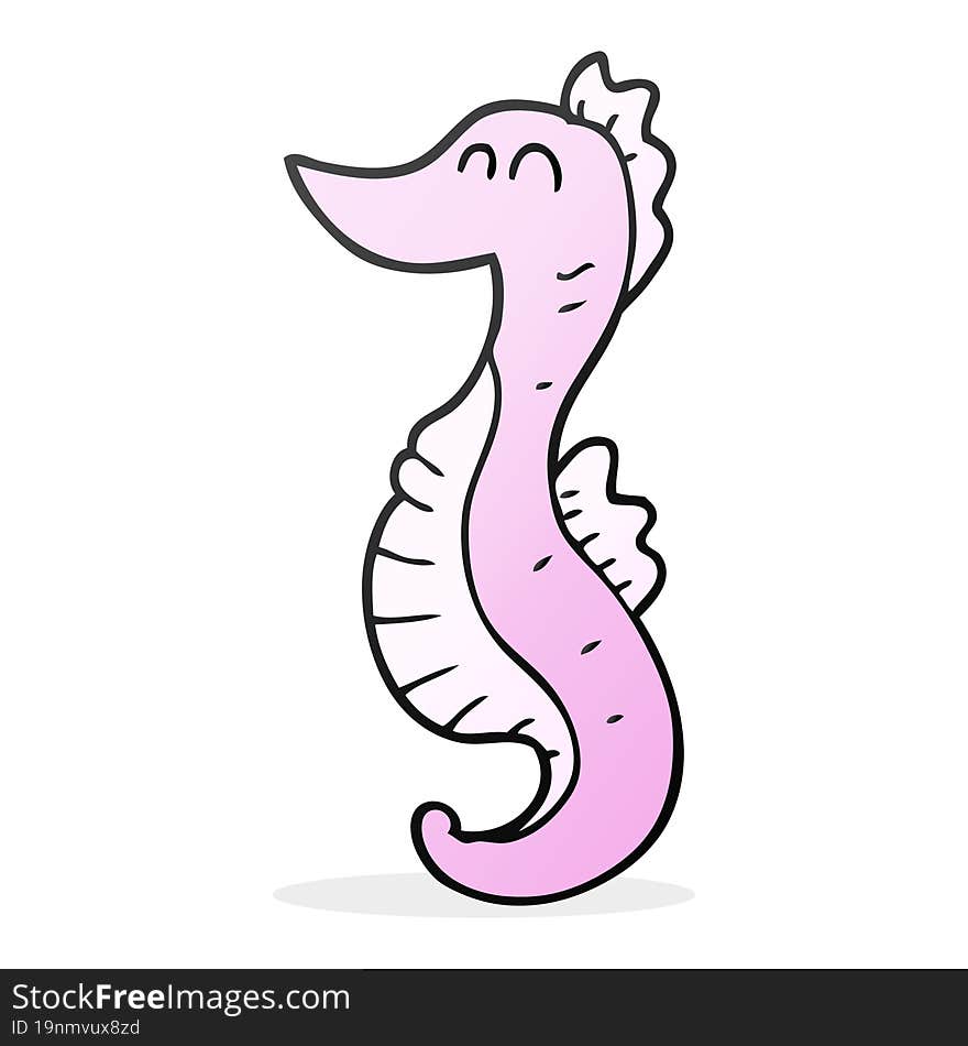 freehand drawn cartoon seahorse